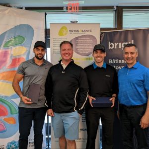 Coup de départ le plus long Nicolas Déziel Belleville, Jeff Hill de BMO , Olivier Martinho et Sylvain Brisebois de BMO
